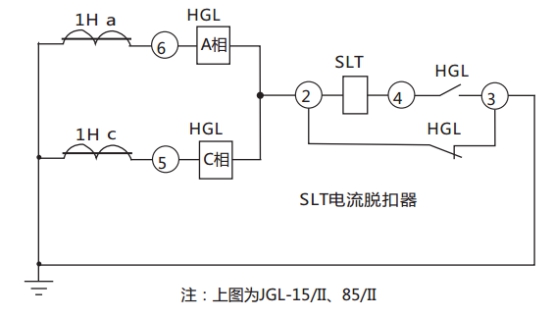 JGL-15/Ⅱ二相靜態(tài)反時限過流繼電器典型應(yīng)用接線圖 JGL-15/Ⅱ二相靜態(tài)反時限過流繼電器典型應(yīng)用接線圖
