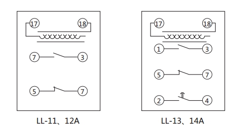 LL-10A繼電器內(nèi)部接線 LL-10A繼電器內(nèi)部接線