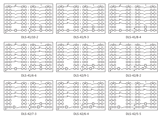 DLS-42/7-3雙位置繼電器內(nèi)部連接線圖片 DLS-42/7-3雙位置繼電器內(nèi)部連接線圖片