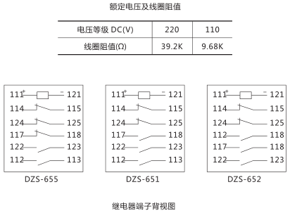 DZS-655中間繼電器內(nèi)部接線及外引接線圖 DZS-655中間繼電器內(nèi)部接線及外引接線圖