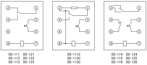 DS-115時(shí)間繼電器內(nèi)部接線及外引接線圖(背視圖)圖片 DS-115時(shí)間繼電器內(nèi)部接線及外引接線圖(背視圖)圖片