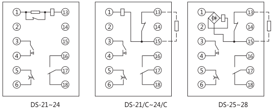 DS-26時(shí)間繼電器內(nèi)部接線及外引接線圖(正視圖) DS-26時(shí)間繼電器內(nèi)部接線及外引接線圖(正視圖)