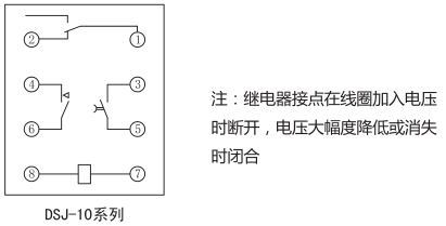 DSJ-12斷電延時(shí)時(shí)間繼電器內(nèi)部接線及外引接線圖(背視圖)圖片 DSJ-12斷電延時(shí)時(shí)間繼電器內(nèi)部接線及外引接線圖(背視圖)圖片