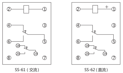 SS-62時(shí)間繼電器內(nèi)部接線及外引接線圖(背視圖)圖片 SS-62時(shí)間繼電器內(nèi)部接線及外引接線圖(背視圖)圖片
