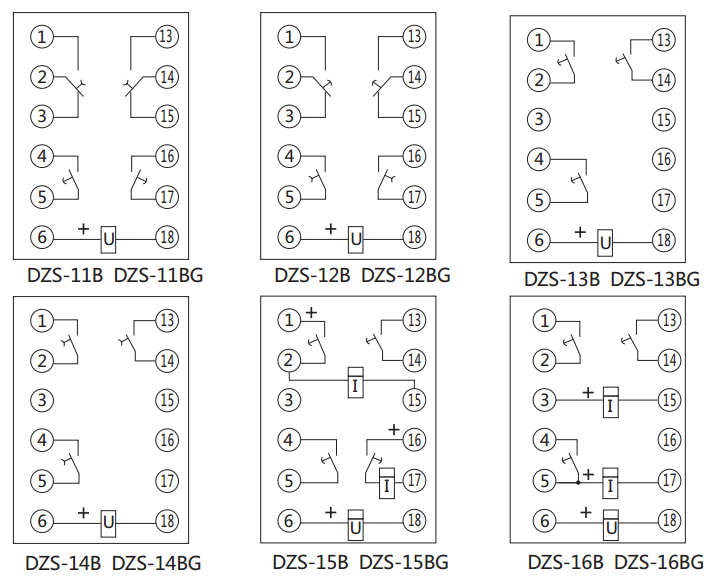DZS-12BG延時(shí)中間繼電器內(nèi)部接線圖及外引接線圖 DZS-12BG延時(shí)中間繼電器內(nèi)部接線圖及外引接線圖