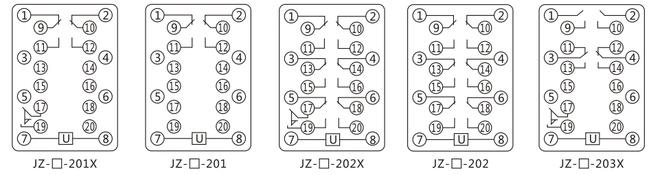 JZY(J)-411靜態(tài)中間繼電器內(nèi)部接線圖及外引接線圖 JZY(J)-411靜態(tài)中間繼電器內(nèi)部接線圖及外引接線圖